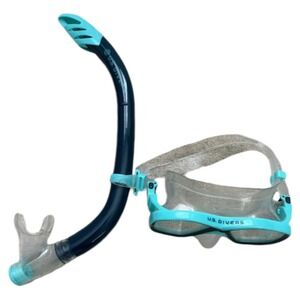 US DIVERS Playa Turquoise & Black Dive Mask and Snorkel-Adult Medium/Large
